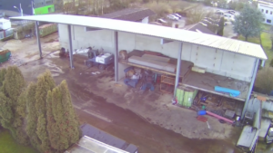 Blick auf die offene Halle von oben